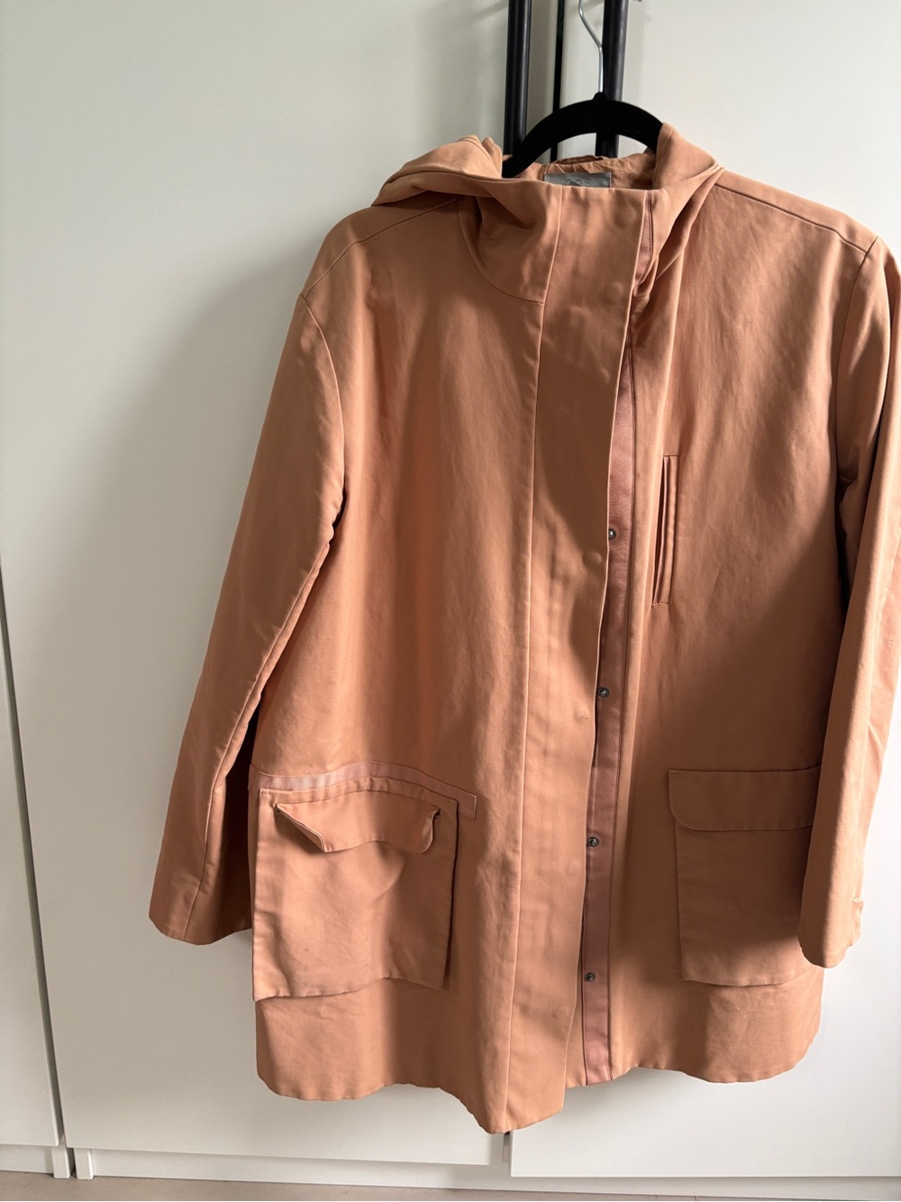 COS Women's Hooded Cotton-Blend Jacket in Dusty Rose